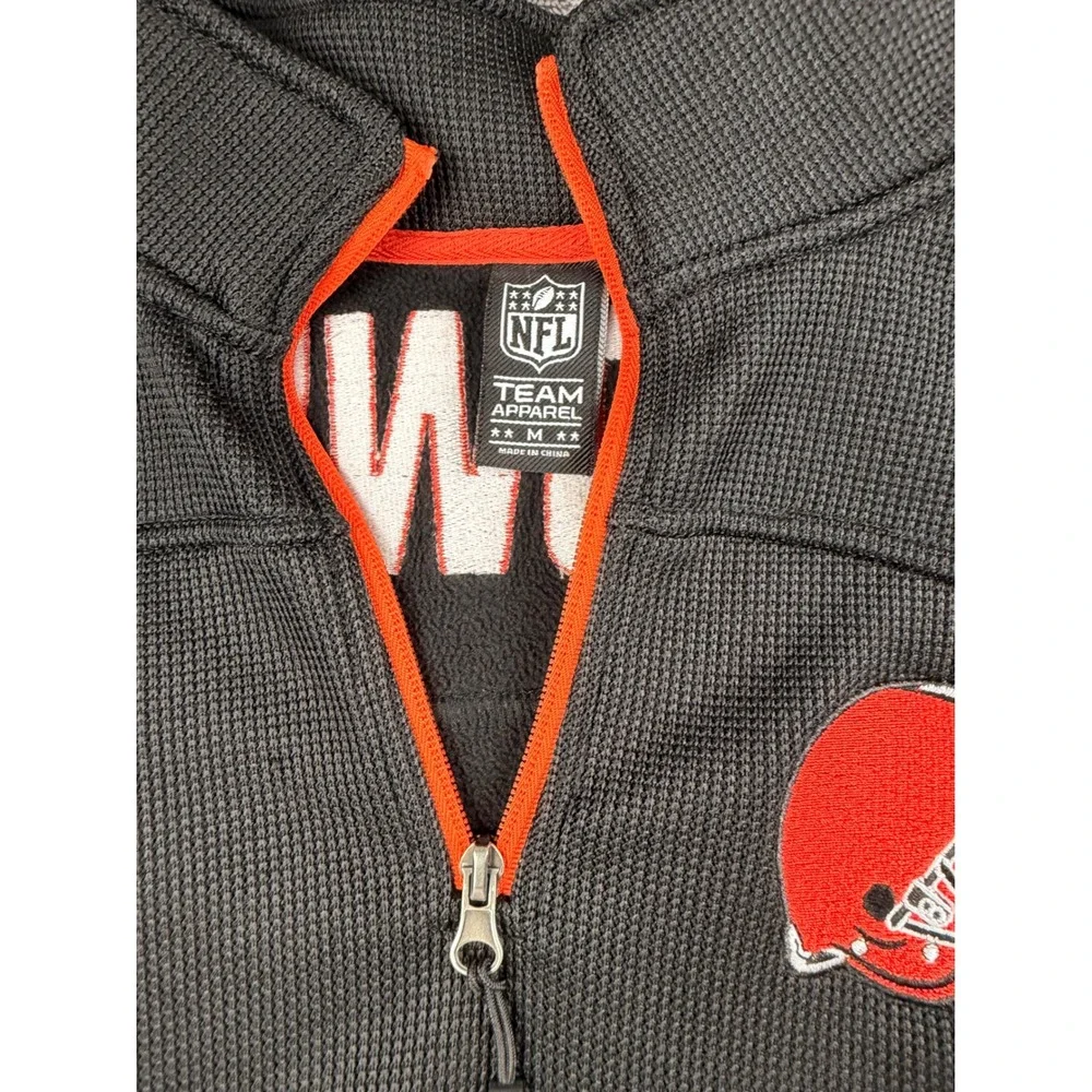 NFL Team Apparel Cleveland Browns Mens Medium Quarter Zip Fleece Pullover Gray